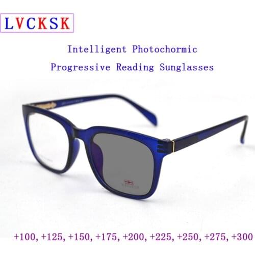 TR90 Intelligent Photochromic Progressive Reading Glasses Magnifier Women Men Look Near Far Presbyopic Sunglasses +1.0~+3.0 N5