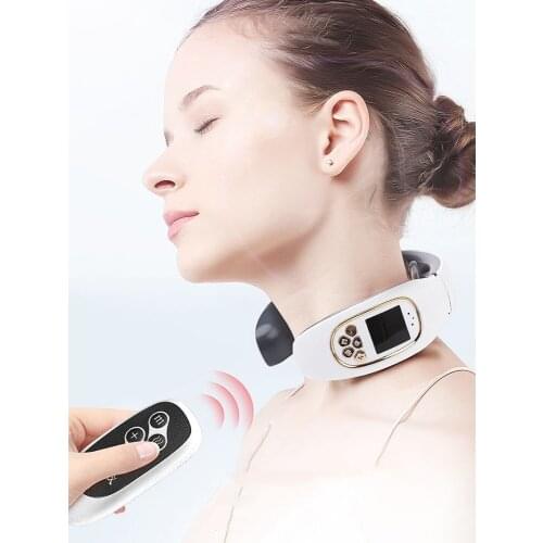 3 Heads Rechargeable Smart Electric Neck Massager Far Infrared Heating Magnetic Therapy Pulse Cervical Pain Relief Massage Relax
