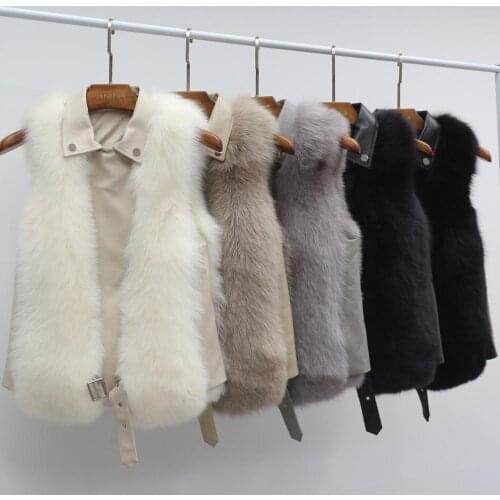 Genuine Fox Fur Vest Sleeveless Women High Quality Jackets Natural Elegant Real Fur Gilet Winter Coat Outerwear