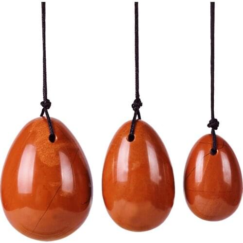 3 pcs Drilled Natural Love Eggs Red Jasper Gemstone Yoni Eggs Kegel Exercise Health Care Crystal Healing Reiki Chakra Ball