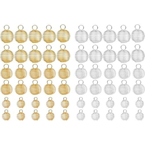 30Pcs Handmade Spiral Bead Hollow Cages Stone Holder Necklace Cage Charms Pendants Kit Findings Jewelry Making 3 Sizes