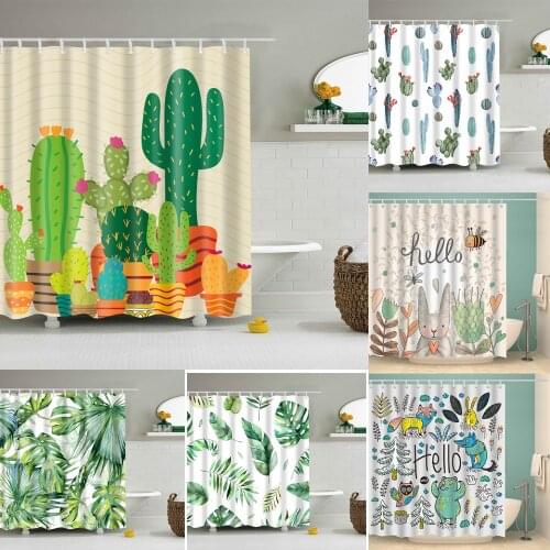 3D Buddha Plant Printed Bath Curtains Waterproof Polyester Fabric Bathroom Shower Curtain Screen with Hooks Bathroom Curtains