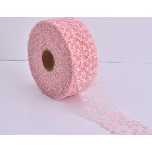 5 yards/lot Floral Embroidery Stain Organza Ribbons DIY Crafts Gift Wrapping Wedding Party Decor Hairwear Clothing Accessories