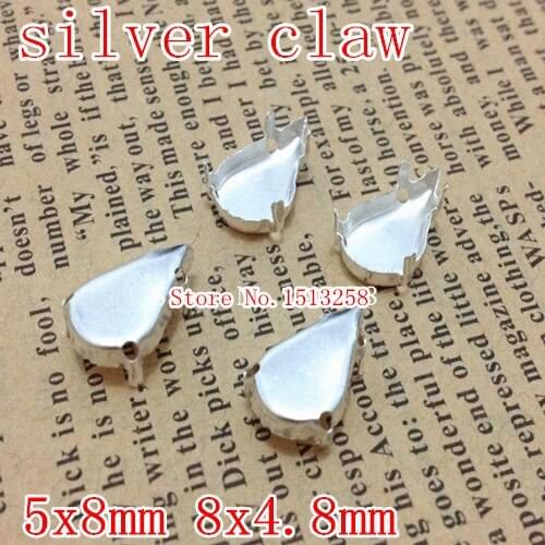 5x8mm,8x4.8mm 10000pcs Pear Drop shape Silver Metal Claw Setting Teardrop Claw Cups 5x8mm,8x4.8mm