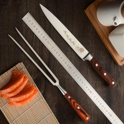 8 inch Stainless Steel Professional Grilled Iron Plate Tool Kitchen Household Barbecue Meat Set Knife Fork Steak Cuisine Cutter