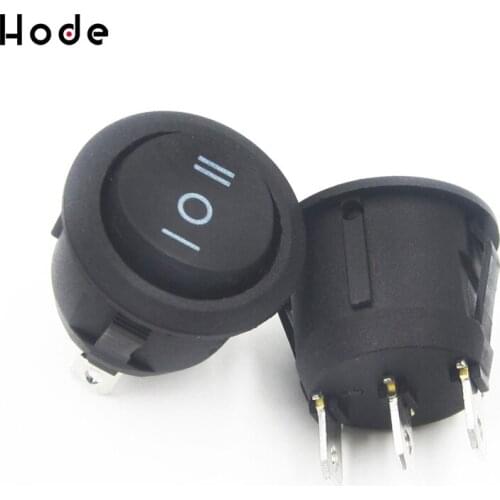 AC 250V/6A 125V/10A 3 Pin Mini Round ON-OFF Rocker Switch Diameter Small Round Boat Rocker Swiches