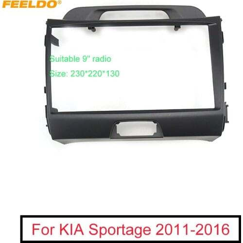 FEELDO Car Radio Audio 2DIN 9" Big Screen Fascia Frame Adapter For KIA Sportage 11-16 DVD Player Dash Fitting Panel Frame Kit