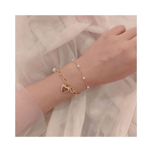 Heart Bracelet Silver Color Chain Bangle Fashion Women Bead Bracelet Argent For Lovers Friendship