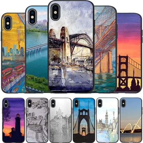 Bridge Scenery black Phone Case For iPhone 11 XR XS Max 7 8 6 6S Plus 5 5S SE 2020 Back Cover For iPhone 11 Pro Shell