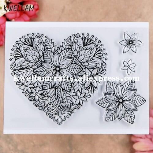 Flowers Heart Scrapbook photo cards rubber stamp clear stamp transparent stamp 9080210