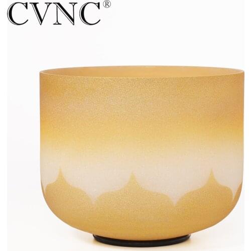 CVNC 9 Inch Note D Navel Chakra Frosted Quartz Crystal Singing Bowl