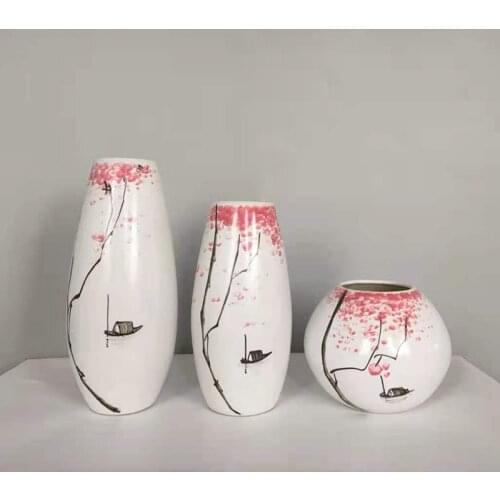 Handmade Decorative Ceramic White Flower Vase Wedding Decoration Table Home Insert Craft