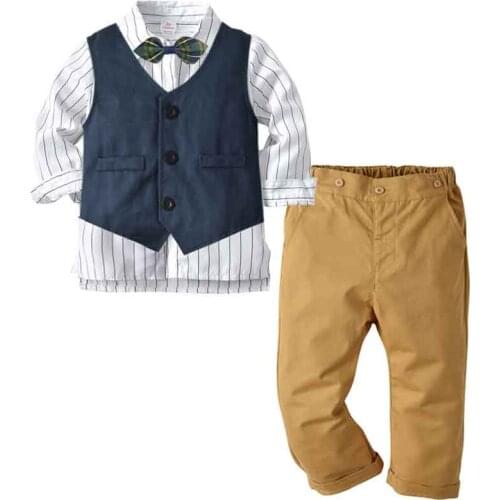 Baby Kids Formal Blazer Suits for Weddings Boys Costume Gentleman 4Pcs Clothing Blazer Toddler Cotton Blazer Sets