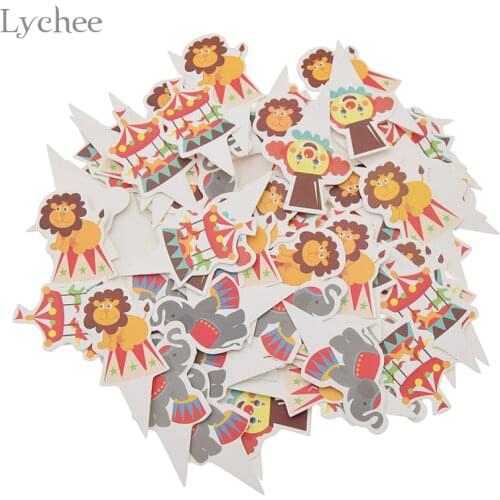 Lychee Life 100pcs Circus Theme Party Cupcake Toppers Cute Animal Baby Shower Cake Topper Birthday New Year Party Supplies