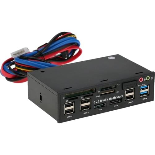 Multi-Function USB 3.0 Hub eSATA SATA Port Internal Card Reader PC Media Front Panel Audio for SD MS CF TF M2 MMC Memory Cards