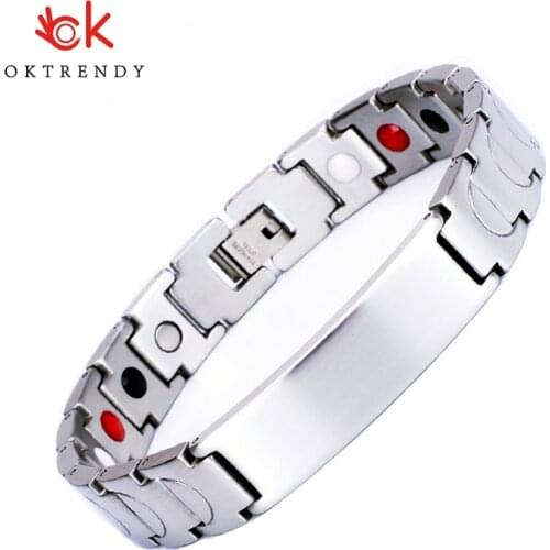 Oktrendy Bracelets Custom Logo Engrave Stainless Steel Identification Wristband Bangle ID Bracelet