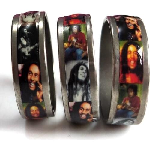30pcs Bob Marley Stainless Steel band Rings Wholesale Mens Punk Rock Fashion Jewerly Lots