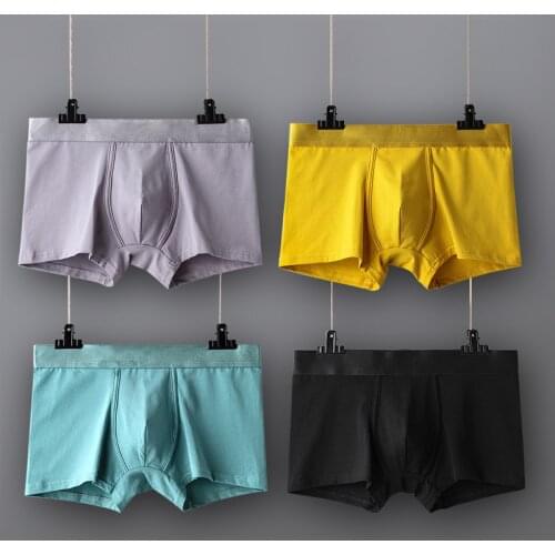Mens Underwear Cotton Boxers Man Breathable Panties Solid Shorts Brand Underpants