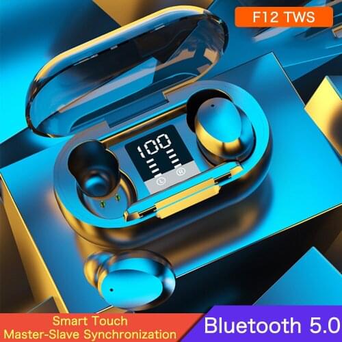 NEW F12 TWS Earbuds Bluetooth 5.1 Mini In Ear Wireless Earphones Noise Reduction Sports Stereo Headset With LED Display With Mic
