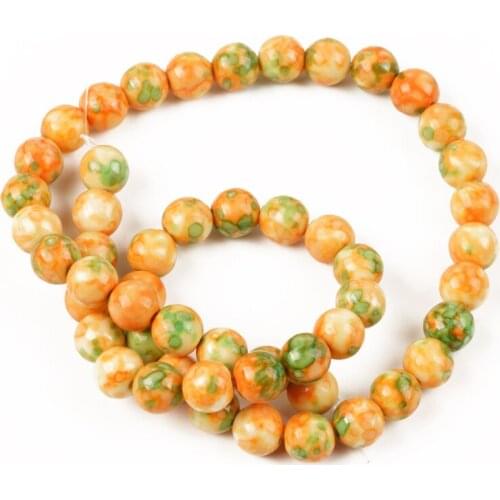 Wholesale Natural Stone Orange Green Rain Colored Stone Round Loose Beads 8mm DIY Making Bracelet Necklace Jewelry Accessories