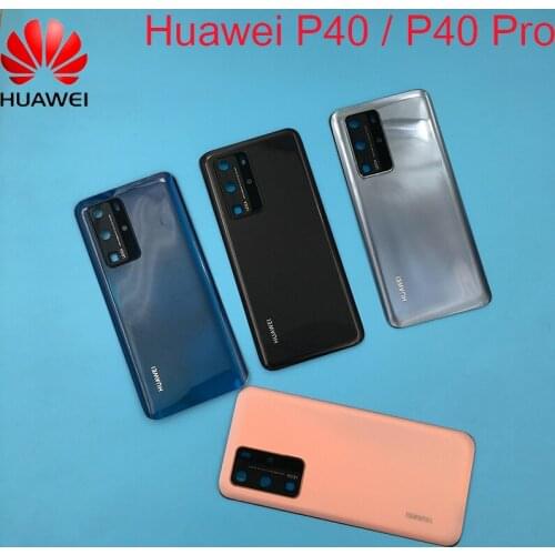 Original Huawei P40 Pro P40pro Back Battery Glass Back Cover + Camera Lens Frame Rear Door Housing Case Replacement Repair Parts