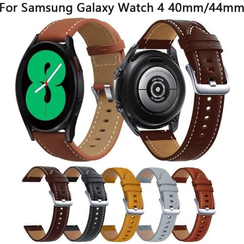20mm Smart Band Leather Strap Bracelet For Samsung Galaxy Watch 4 40 44mm Classic 42 46mm Bands Galaxy Watch Active 2 40 44mm