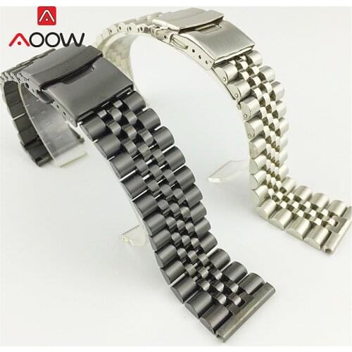 Solid Stainless Steel Strap 18mm 20mm 22mm 24mm 23mm 30mm Folding Buckle Men Glossy Metal Band Replacement Watch Band for Seiko
