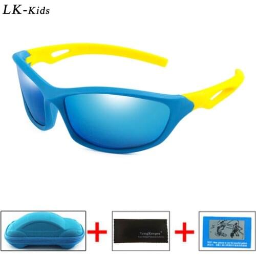 LongKeeper Children TR90 Polarized Sunglasses Kids Cool Sun Glasses With Case 100% UV400 Sport Goggle Boys Girls Oculos De Sol