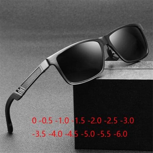Aluminum Magnesium Nearsighted Sunglasses Men Polarized Sport Pilot Driving Prescription Sun Glasses For Male-0.5 -1.0 To -6.0