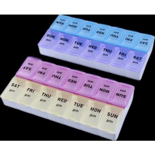 Creative Convenient Grids Drug storage box 7 Days Weekly Pill Box Medicine Tablet Dispenser Organiser Storage Case for AM PM