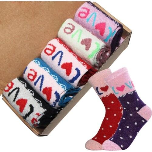 Vintage Winter Thick Warm Women Wool kawaii funny Socks Christmas Gift Heart Letter korean Thermal skarpetki calcetines harajuku