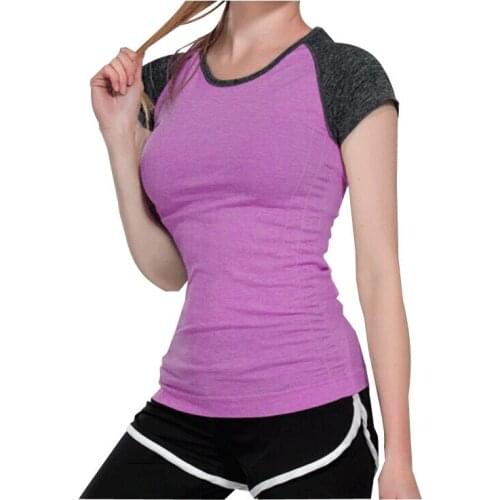 Women Running T-shirt Elastic Hygroscopic Quick Drying Compression Tights Tops Sport Fitness T shirt Gym Yoga Shirt Crop Tops
