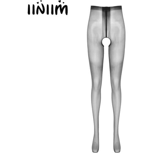 Women Glossy Thin Crotchless Pantyhose See-Through Stretchy Slim Fit Tights Open Butt Exotic Sissy Stocking Leggings Underwear