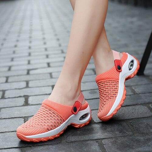 Women Mesh Shoes Heighten Air Cushion Ladies Shoes Comfy Casual Breathable Wedges Slippers Platform Walking Sports Sandal WJ099