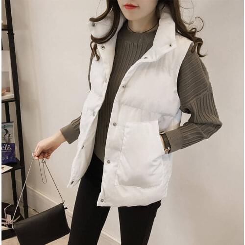 Jacket Vest Cotton Vest Womens Loose-Fitting Sleeveless Shirt Lapel Short Bread Coat Chaleco Mujer