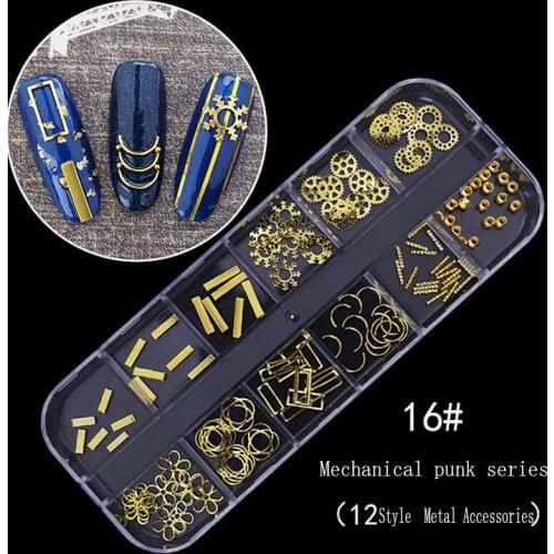 1 Box Nail Art Decorations gold 3D Mechanical Punk Design Charms Metal DIY Polish Women Manicure Maquiagem Jewelry Nail