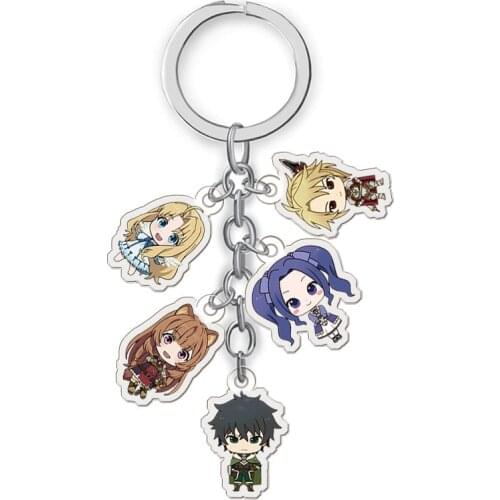 10 Pcs/Lot Anime The Rising of the Shield Hero Acrylic Keychain Keyring Cartoon Pendant Toy Gift