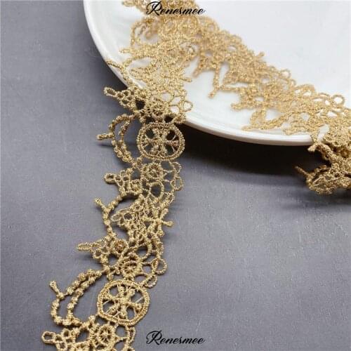 10Yards Gold thread lace gold Trimming barcode clothing accessories embroidery lace hollow wearable webbing 3.6cm