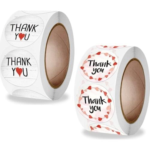 25mm Thank You Stickers With Red Hearts Scrapbooking Stickers Festival Birthday Party Gift Decorations Labels Sealing Stickers