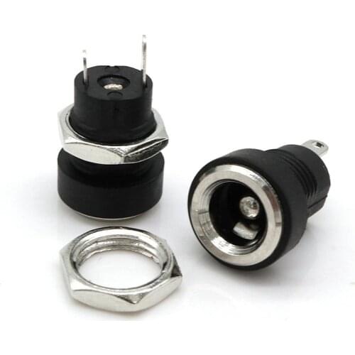 3pcs 3A 12v For DC Power Supply Jack Socket Female Panel Mount Connector 5.5mm 2.1mm Plug Adapter 2 Terminal Types 5.5*2.1