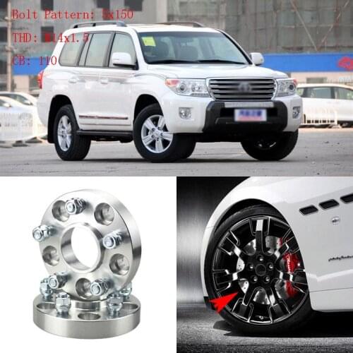 4pcs 1" Wheel Spacers Adapters 5 Lug 5x5.9"/5x150-14x1.5 Studs For Toyota Sequoia 2008+/Land Crusier 2008+/Tundra 2007
