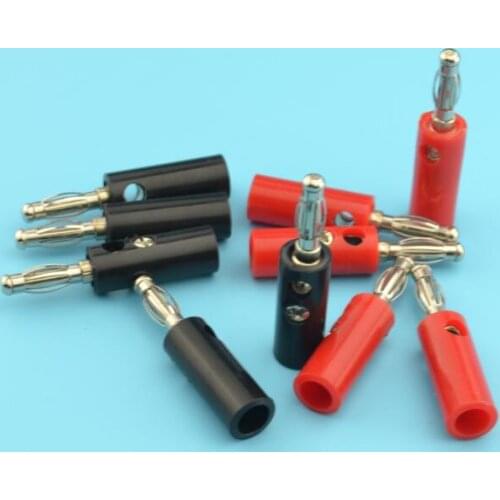 50pcs Black & Red Wire Audio Speaker Cable Banana Plug Connectors 4mm Adapter