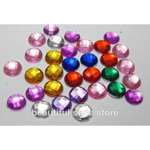 500pcs Mixed Color 10mm Rhinestone Flatback Acrylic Round bead Crystal and Stone Clothes Crafts Decorations Jewelry Accessories