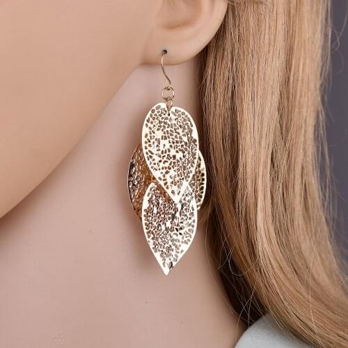 6 pairs of pearl earrings set fashion hollow leaves woven earrings ladies jewelry Support a generation