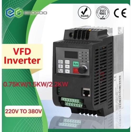 750W / 1500W / 2200W 220V AC to 3-phase 380V Variable Frequency Drive VFD Inverter for 3.0KW spindle 2200W vfd for cnc driver