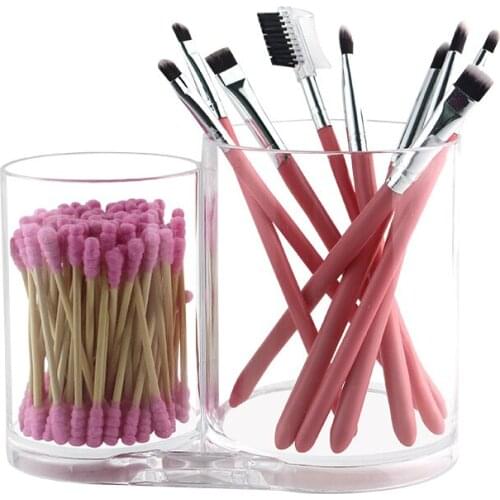 Acrylic Cosmetic Storage Box Makeup Brush Lipstick Bamboo cover Cosmetic Organizer Make Up Tools Pen Holder Rack Jewelry Display