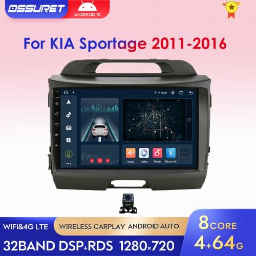Android 10 Car Radio GPS Navigation For KIA Sportage 2011-2016 Multimedia Video Player 4G LTE Wifi RDS 2DIN Quad Core Stereo DSP