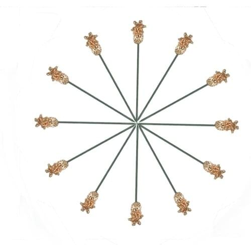 Free Shipping 12PCS Martini Picks with Pineapple Charms, Cocktail Sticks,100% Stainless Steel Metal Set of 12