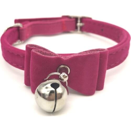 Safety Elastic Bowtie with bell Flocking small dog cat collar safe soft velvet 6 colors pet Products dog collar pet parts