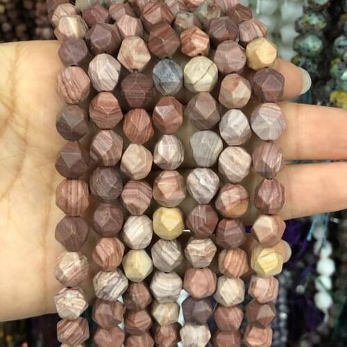 Natural Stone Faceted Red Wood Jaspers Loose Spacer Beads For Jewelry Making DIY Bracelet Necklace Accessories Material 6/8/10mm